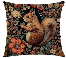 Vintage Dark Floral Pillow Covers 18x18 Double-Sided, Dark Cottagecore Squirrel picture