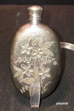 Antique Silver Plated Perfume Flask Bottle, Engraved floral Pattern (CAB HR.CC) picture