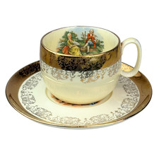 Vintage Sabin Crest-O-Gold 22K Warranted Porcelain Teacup and Saucer picture