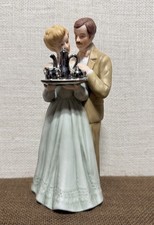 1983 ENESCO 25 YEARS TOGETHER 7” COUPLE SILVER ANNIVERSARY GIFT E-3247 CAKE TOP picture