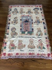 Priscilla Hillman 1995 Cherished Teddies Tapestry Throw Blanket Afghan Cotton picture