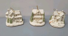Vtg Bradford Editions Thomas Kinkade White Christmas Set #4 Bone China Ornaments picture