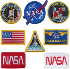 Apollo Space Shuttle and NASA US Flag Patches Set of 8 for Apparel picture