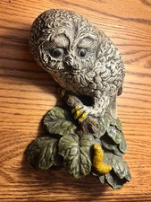 Vintage MCM Ceramic/Composite Owl Wall Hanger Display Accent Cottagecore Nature picture