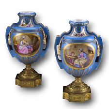 Pair Antique Sevres Type Paris Porcelain Vases Ormolu Mounted picture