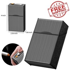 Cigarette Case Tobacco Box w/Windproof Electric Flameless Lighter Rechargeable picture