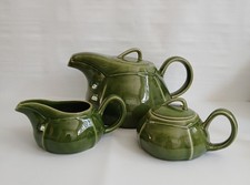 1950's Dell Green Padden City Pottery Tea Service Teapot, Creamer & Sugar Bowl picture