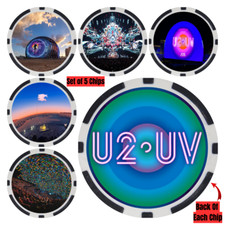 U2 - THE SPHERE - LAS VEGAS - COLLECTORS ITEMS- POKER CHIPS - (5) CHIP SET picture