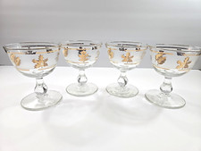Set of 4 Libbey Glass Company Golden Foliage Champagne Tall Sherbet Glass picture