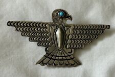 Vintage Southwestern Turquoise Thunderbird Sterling Brooch Pin ~ Harold Becenti picture