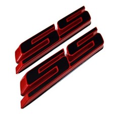 2Pcs Slant SS Fender Emblem, Fits Chevrolet Camaro 2010 black with red trim picture