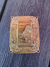 Vintage embossed metal souvenir plaque.  Lorelei Rock - Rhine River.  Germany picture