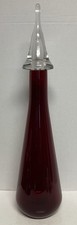 Viking Epic Ruby Red Glass Decanter w Witch Hat Stopper 24” Bottle MCM picture