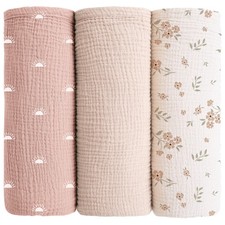 Konssy Muslin Swaddle Blankets for 47 inches x 47 inches, Peach Blossom Sun picture