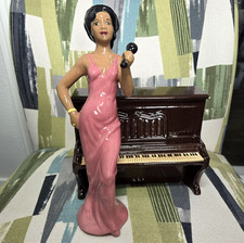 Jazz Band #1 - African American Jazz Singer And Piano Porcelain Figurines Signed picture