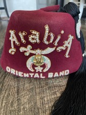 Vintage SHRINE Masonic Fez Hat ARABIA Oriental Band Rhinestone Beads & Tassel picture