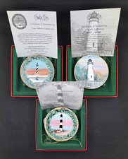 P Buckley Moss Set of 3 North Carolina Lighthouse Holiday Ornaments CoA picture