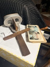 H.C. White Co. Stereoscope Viewer Wood Handle Metal/Wood Hand Tinted Color picture