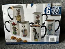 Hipster Animal Dressed Mugs Cups 17.5oz Signature Housewares Inc. Set of 6 ~ NIB picture
