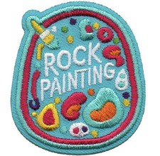 Girl Boy Cub ROCK PAINTING Class Project Fun Patches Badges SCOUT GUIDE hiding picture