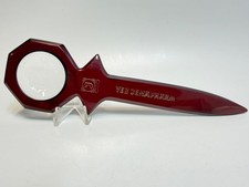 Antique German Cherry Red Amber Bakelite Faturan Loupe Magnifier Paper Knife 56g picture