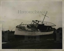 1938 Press Photo West Hampton yacht swept indland by large storm along NY picture
