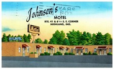 Vintage Postcard Johnsen’s Motel Highland Indiana Route 41 & 6 Street View picture