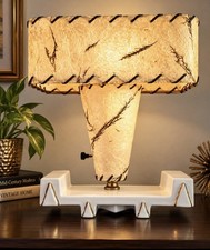 Vintage MCM Fiberglass Shade Table Lamp Dried Grass Botanical Atomic Mid Century picture