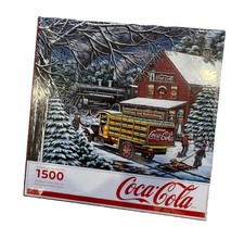 Vintage Springbo Coca-Cola 1500 Piece Jigsaw Puzzle Winter Delivery Truck Sealed picture