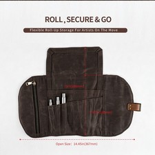 Waxed Canvas Artist Roll Case | Portable Brush & Tool Organizer picture