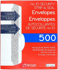 Top Flight PSTF10NWT #10 Envelopes, Strip & Seal, Security Tinted, White Paper, picture