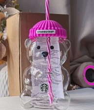 New Rose Red Bear Glass Tumbler Bearista 20oz Cold Cup With Straw Gift 2026 picture