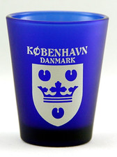 COPENHAGEN DENMARK COBALT BLUE FROSTED SHOT GLASS SHOTGLASS picture