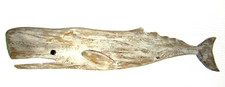 White Whale wall art hand carved wood distressed look 30