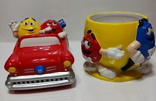 Vintage M&M's Galerie Ceramic Hot Rod Convertible & M&M's FTD Ceramic Planter picture