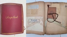 1910-12 antique YALE SCRAPBOOK greenwich ct GEORGIANA GRAY ephemera wedding art+ picture