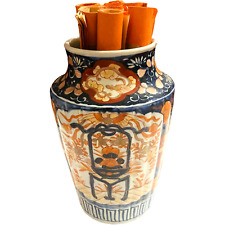 Asian Porcelain Imari Vase with Paper Scrolls - 9 1/2