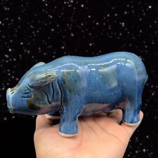 Vintage Ceramic Monochrome Glaze Piggy Pig Figurine Animal Hand Made Pottery 7”W picture