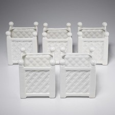 VTG Mid‑Atlantic Pottery White Cachepot Planters Woven Lattice Fence Square 5pc picture