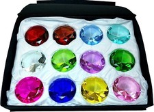Tripact 12pc 50 mm Round Diamond Shaped Jewel Crystal Paperweight Box Set picture