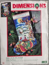 Dimensions Stocking Cross Stitch 8624 Santa's On The Way Christmas 1999 Vintage  picture