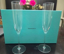 Tiffany & Co. Crystal Champagne Flutes Pair New in Box Wedding Gift Set picture