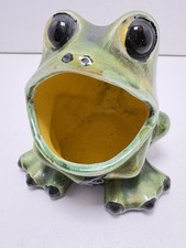 Vintage Ceramic Frog Sponge Holder Green/Yellow Scrubby, 70s picture
