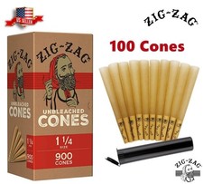 Zig-Zag Unbleached Paper Cones 1 1/4 Size 100 Pack & Black Tube Free US Shipping picture