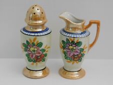 Vintage Muffineer Sugar Shaker & Syrup Pitcher Creamer Hand Painted Japan picture