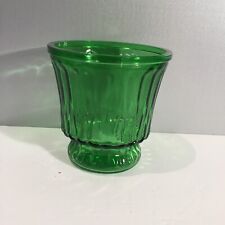 Vintage Emerald Green Pressed Glass BUD VASE/SMALL INDOOR PLANTER w/ Rib Sides picture