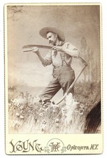 Occupational Cabinet Card Farmer Sharpening Scythe Oneonta New York picture