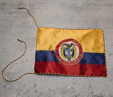 Vintage Colombia Mini Banner Flag Coat of Arms Tricolor Silk Fringe Hanging 8x11 picture
