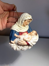 1993 Enesco In His Name Madonna & Child Bas Relief Hanging Ornament Ceramic  picture