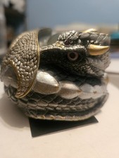 Windstone Editions Curled Dragon Silver with Amethyst eyes picture